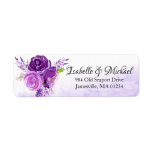 Rosa blom- returetiketter för ultraviolet returadress etikett