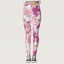 Rosa blom- Rhododendrondamasker Leggings
