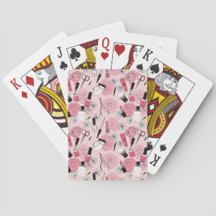 Rosa blom- skönhetproduktmönster casinokort
