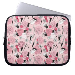Rosa blom- skönhetproduktmönster laptop fodral