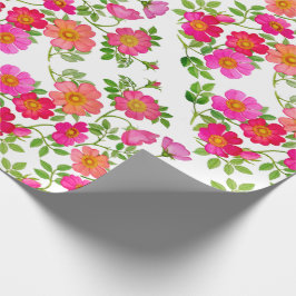 Rosa blom- slående in papper för vildBriar Presentpapper