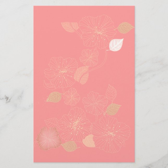Rosa blom- stationärt brevpapper (Framsida)