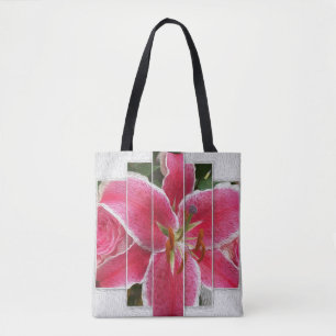 Rosa blom- vattenfärgblommor tygkasse