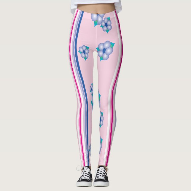 Rosa Blomade baljväxter Leggings (Framsida)
