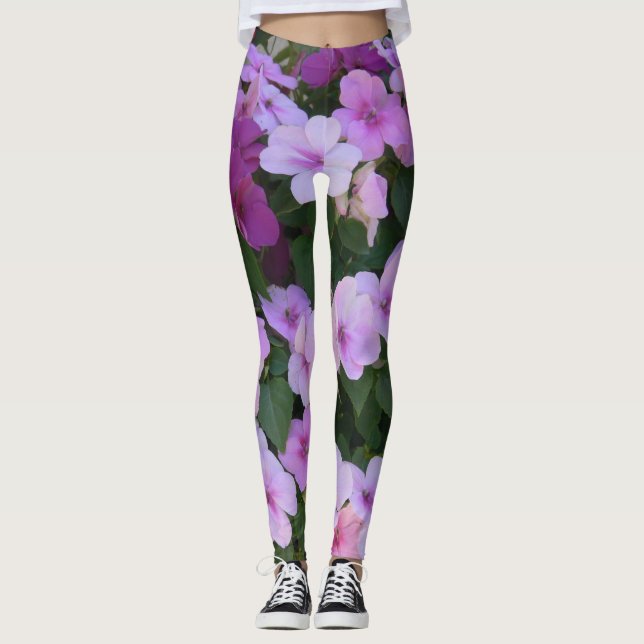 Rosa Blombalkar Leggings (Framsida)