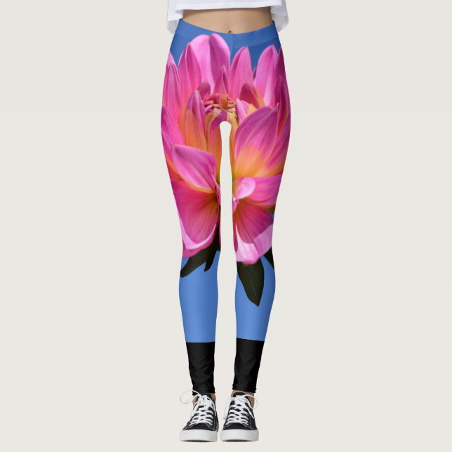 Rosa Blombalkar Leggings (Framsida)