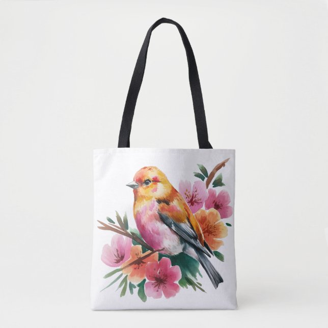 Rosa blombird tygkasse (Framsida)