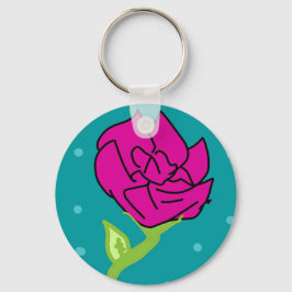 rosa Blomblå bakgrund Nyckelring