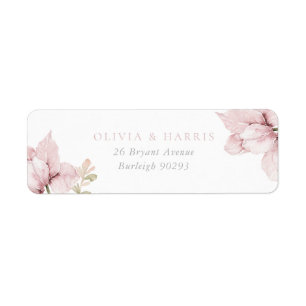 Rosa blomblad Elegant bröllopsreturadress Returadress Etikett
