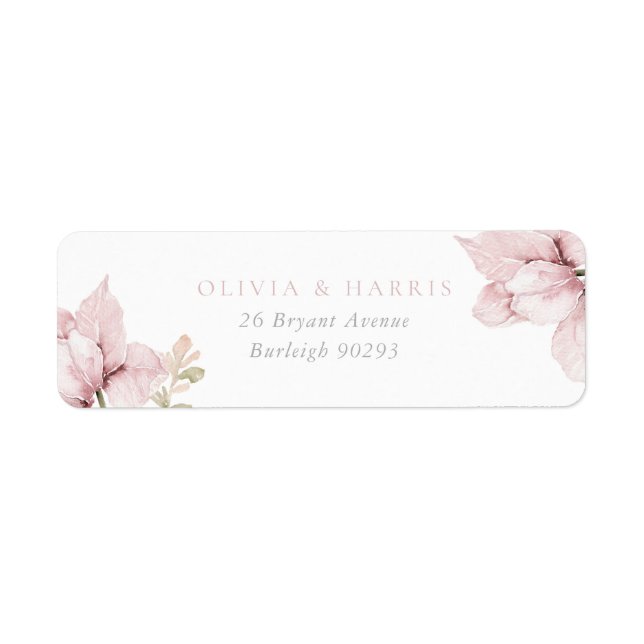 Rosa blomblad Elegant bröllopsreturadress Returadress Etikett (Framsidan)