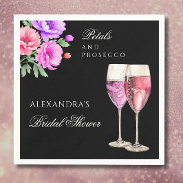 Rosa blomblad och Prosecco möhippa Pappersservett