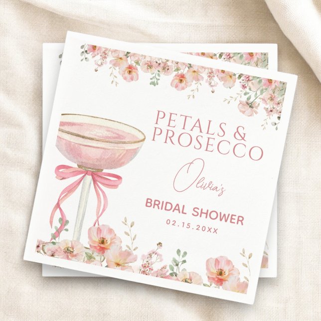 Rosa blomblad och Prosecco-rosenbröllopsfest Pappersservett (Skapare uppladdad)