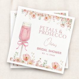 Rosa blomblad och Prosecco-rosnad bröllopsdusch Pappersservett