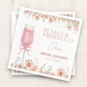 Rosa blomblad och Prosecco-rosnad bröllopsdusch Pappersservett