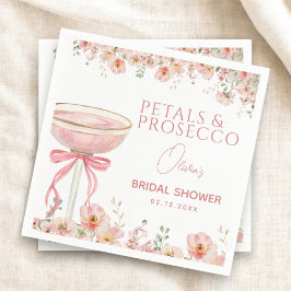 Rosa blomblad och Prosecco-rosnad bröllopsdusch Pappersservett