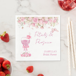 Rosa blomblad & Prosecco Bröllopsdusch Pappersservett