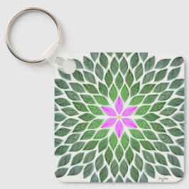 rosa blombricka nyckelring