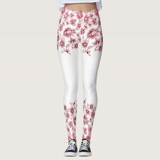 Rosa blombukettar leggings (Framsida)