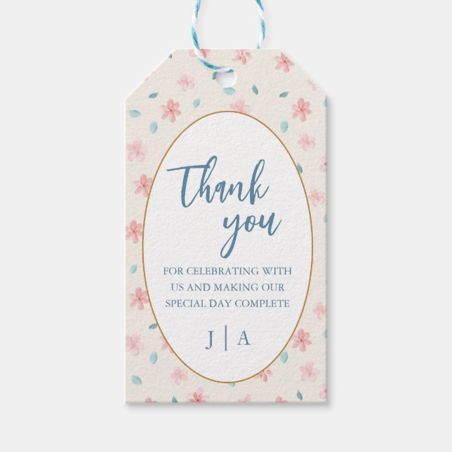 Rosa BlomChicens bröllopsinbjudan Tack Märkre Presentetikett (Framsidan)