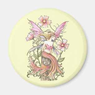 Rosa blomfairkonst magnet