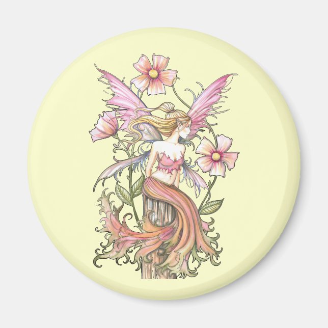 Rosa blomfairkonst magnet (Framsidan)