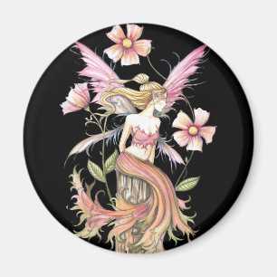 Rosa blomfairkonst magnet