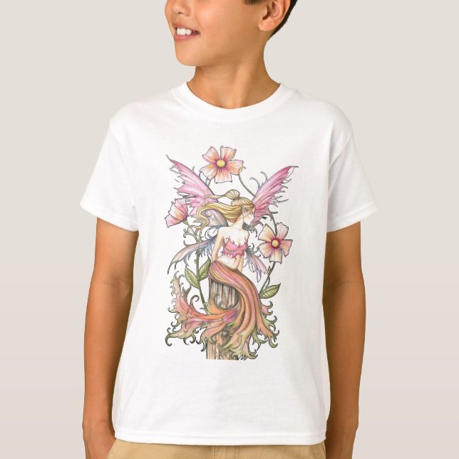 Rosa blomfairkonst t shirt (Framsida)