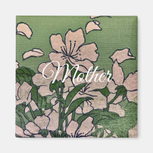 Rosa blomgrön magnet