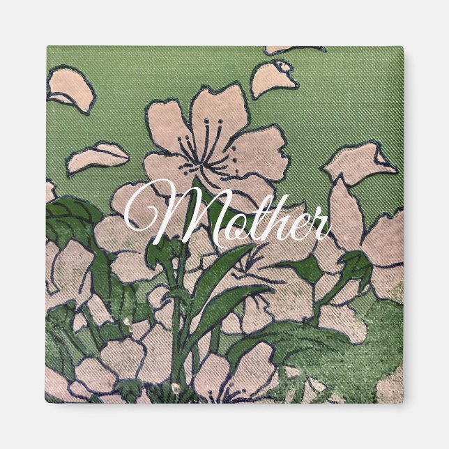 Rosa blomgrön magnet (Framsidan)