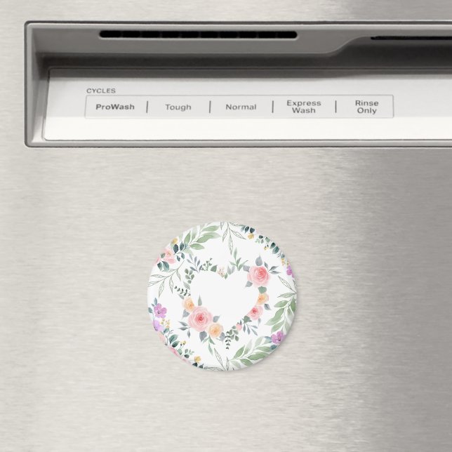 Rosa Blomhjärta Magnet (In Situ (Dishwasher))