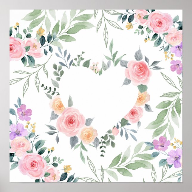 Rosa Blomhjärta Poster (Framsidan)