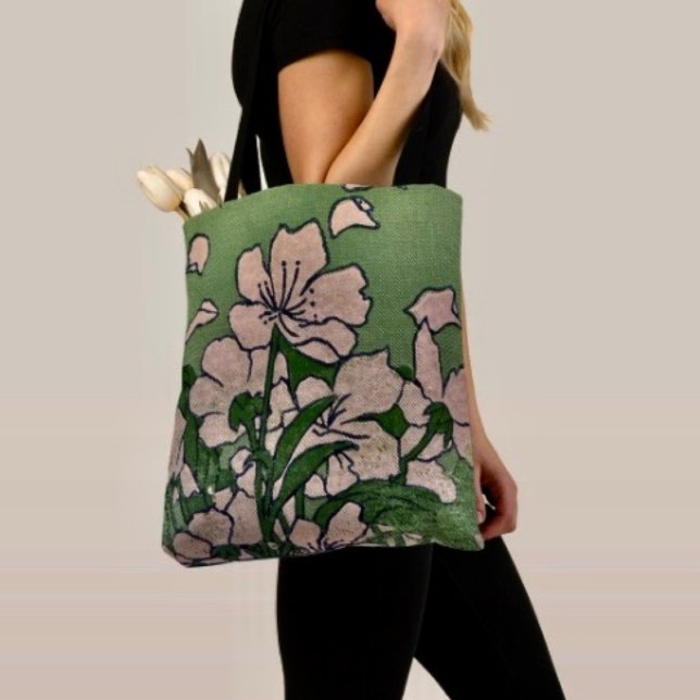 Rosa blomkaskad Totebag  Tygkasse (Tote Bag — 100% polyester, black laminated lining 100% cotton web hand. Made in the USA.
)