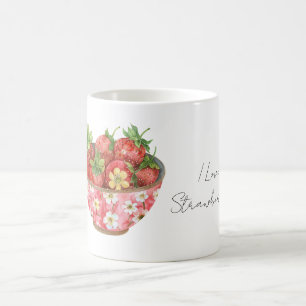 Rosa blomkrukor jordgubbar kaffemugg