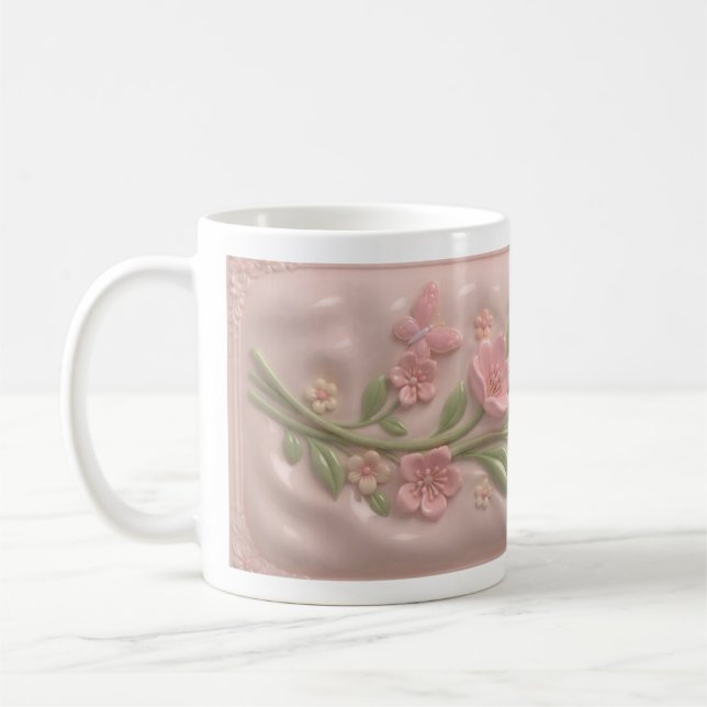 rosa blomkrus kaffemugg (Vänster)