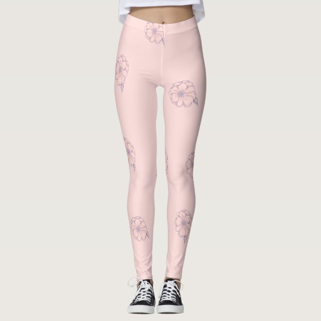 ROSA BLOMLAGAR LEGGINGS (Framsida)