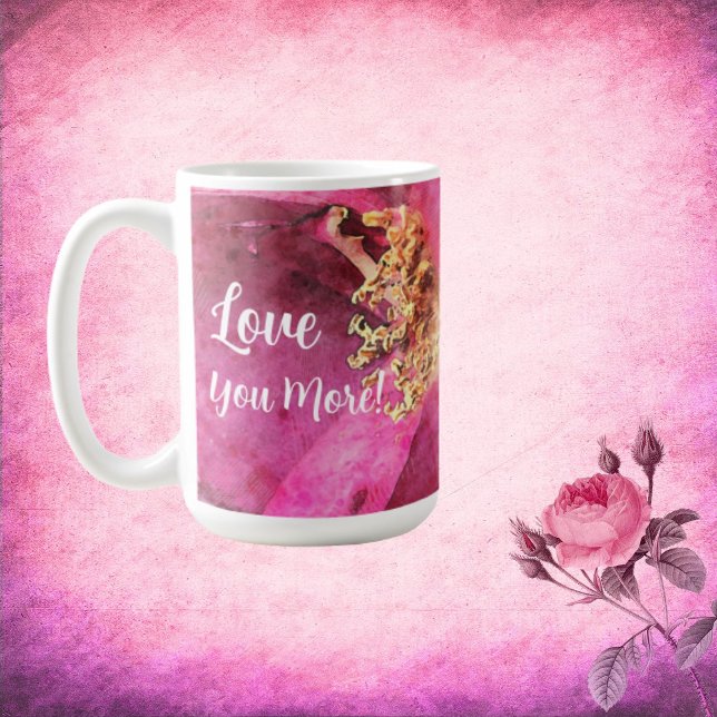 Rosa Blomma Älskar Dig Mer Kaffemugg (Skapare uppladdad)