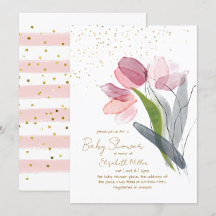 Rosa blomma Baby i babyskor i blomman Inbjudningar