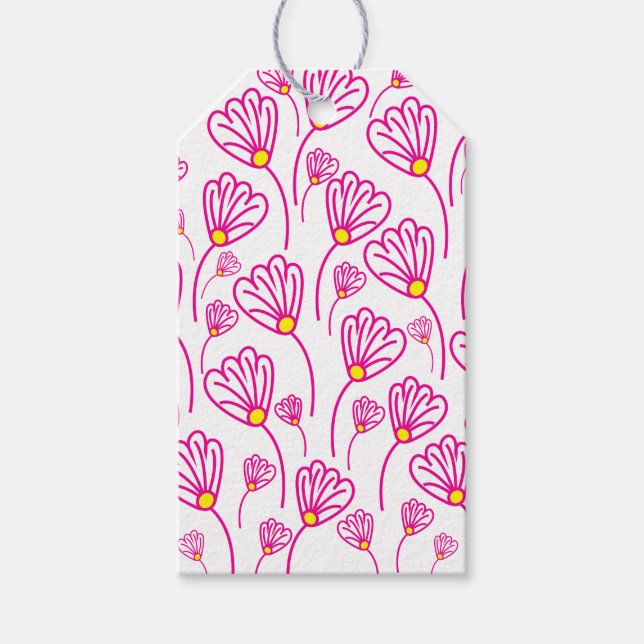 Rosa Blomma Blommig Presentetikett (Framsidan)