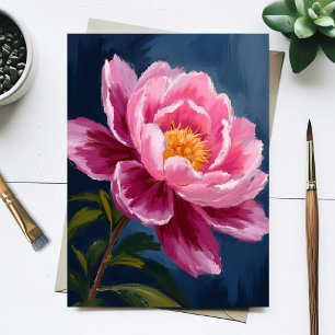 Rosa blomma blomstervattenfärg målning vykort