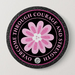 Rosa blomma Bröstcancer medvetenhet design Knapp