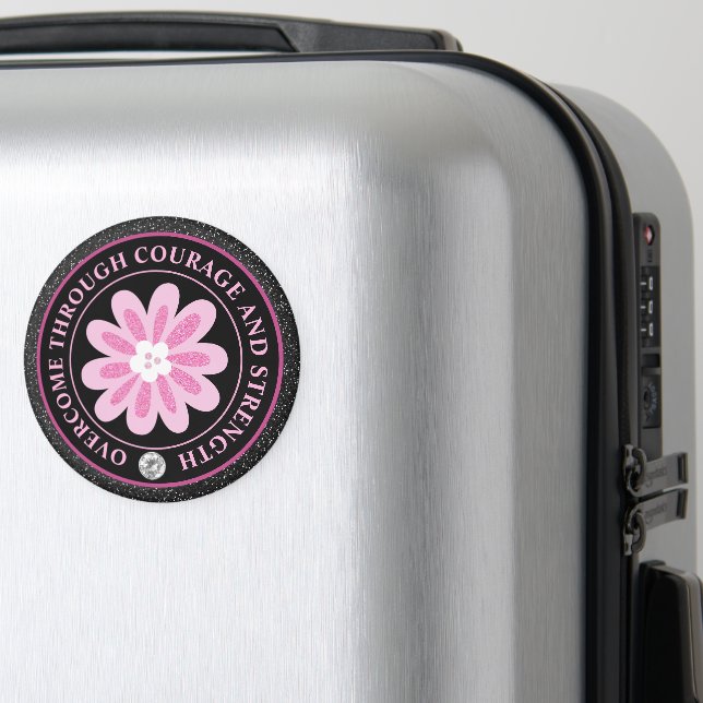 Rosa blomma Bröstcancer medvetenhet design Magnet (In Situ (Luggage))