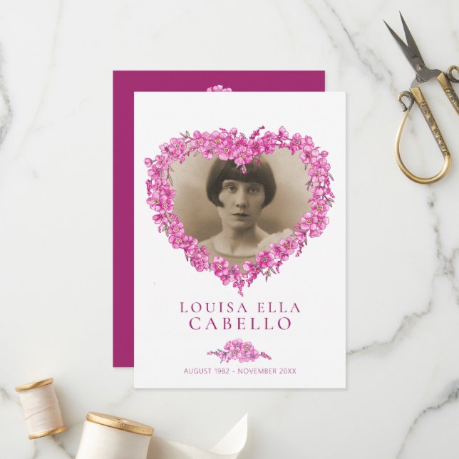 Rosa-blomma för begravningsprogram program (Fram/Back In Situ)