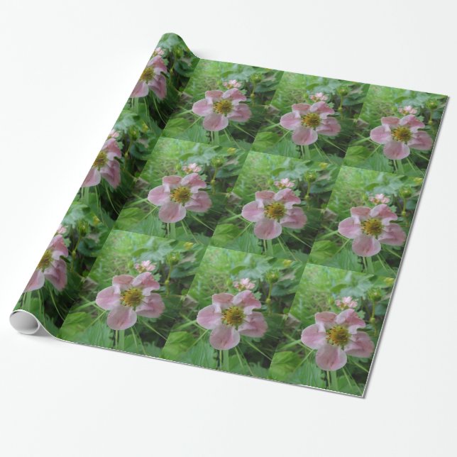 Rosa Blomma Foto Inpackningspapper Presentpapper (Utrullad)