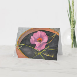 Rosa blomma i Terra Cotta Pot Greeting Card Kort