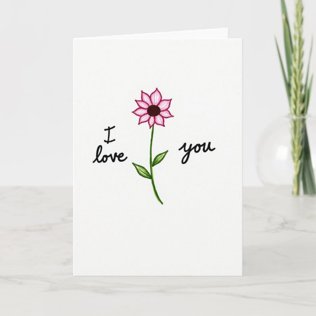 Rosa Blomma Kärlek Du Grattiskort Kort (Framsida)