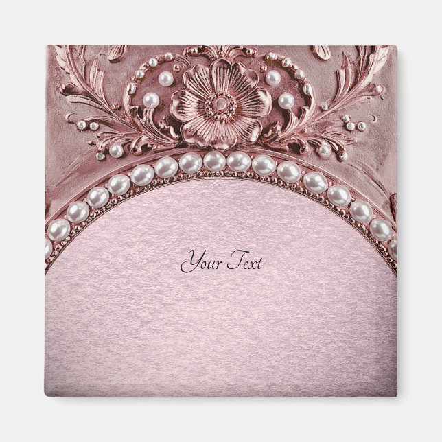 Rosa blomma magnet (Framsidan)