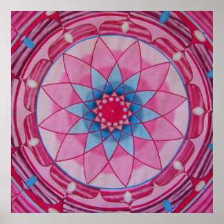 Rosa blomma Mandala Poster