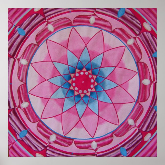 Rosa blomma Mandala Poster (Framsidan)