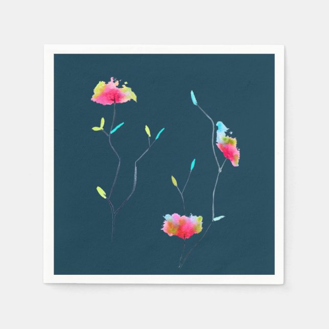 Rosa blomma modern, enkel japansk inspirerad konst pappersservett (Framsidan)