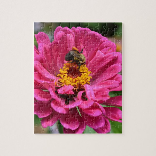 Rosa blomma och Humla Pussel (Vertikal)